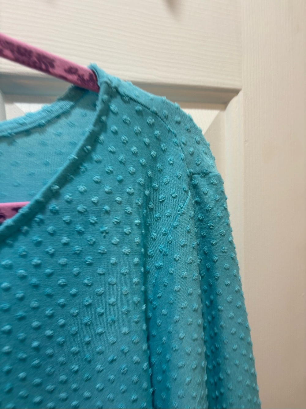 Ruby Rd. Large Women's Teal Textured Ruffle Sleeve Top - Picture 9 of 16